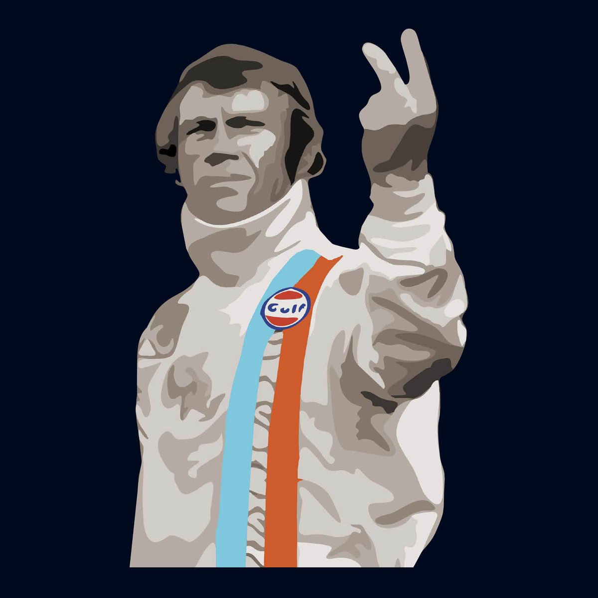 Steve McQueen 2 Finger Salute Sticker