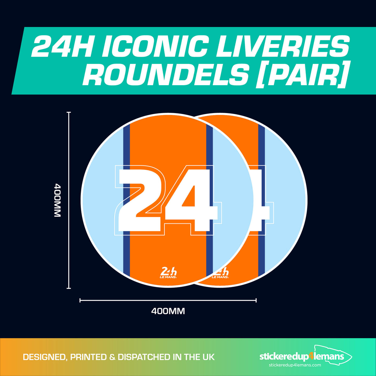 24h Iconic Liveries &#39;24&#39; - 400mm Diameter Door Racing Numbers (Pair)