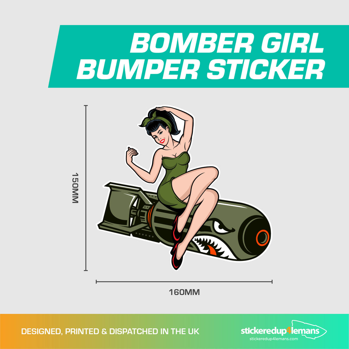 Pin-Up Bomber Girl Bumper Sticker - Pair