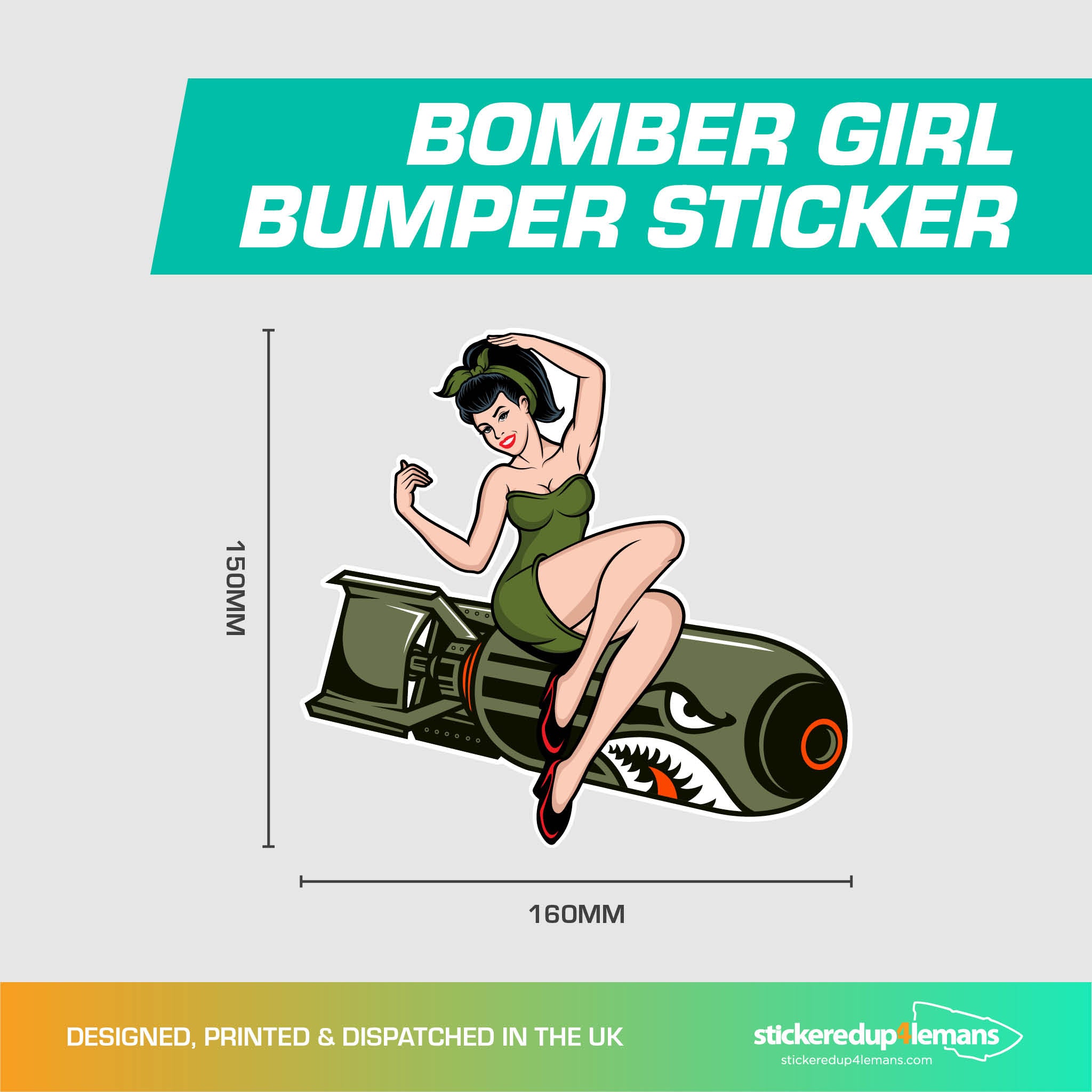 Pin-Up Bomber Girl Bumper Sticker - Pair - StickeredUp4LeMans