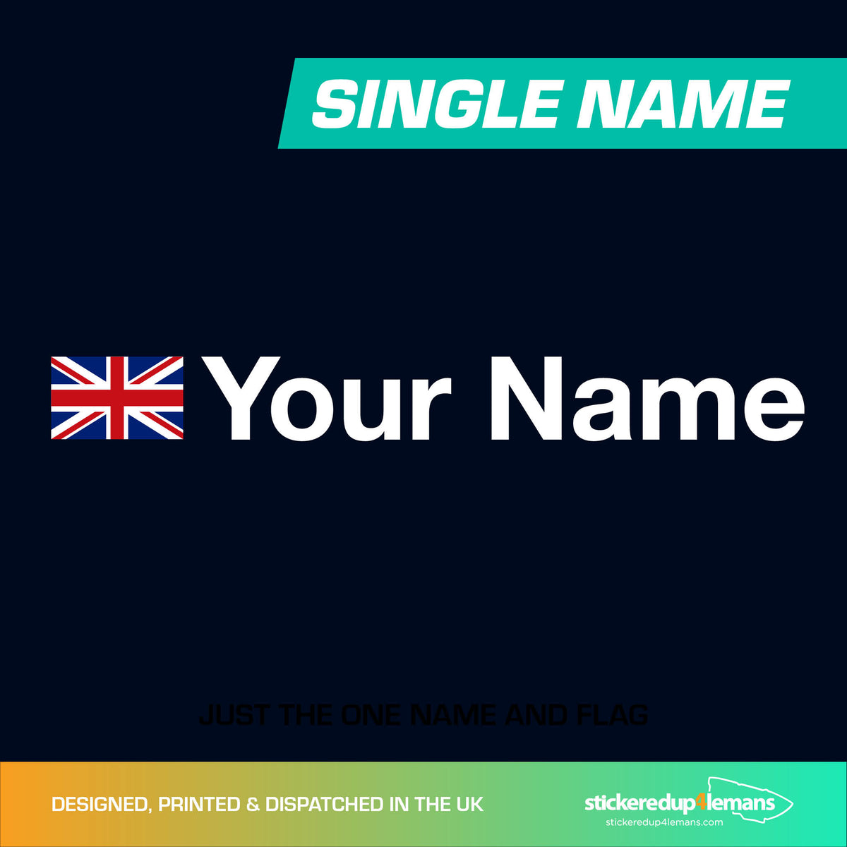 Racing Driver Name Personalised Race Sticker (WITH FLAG)