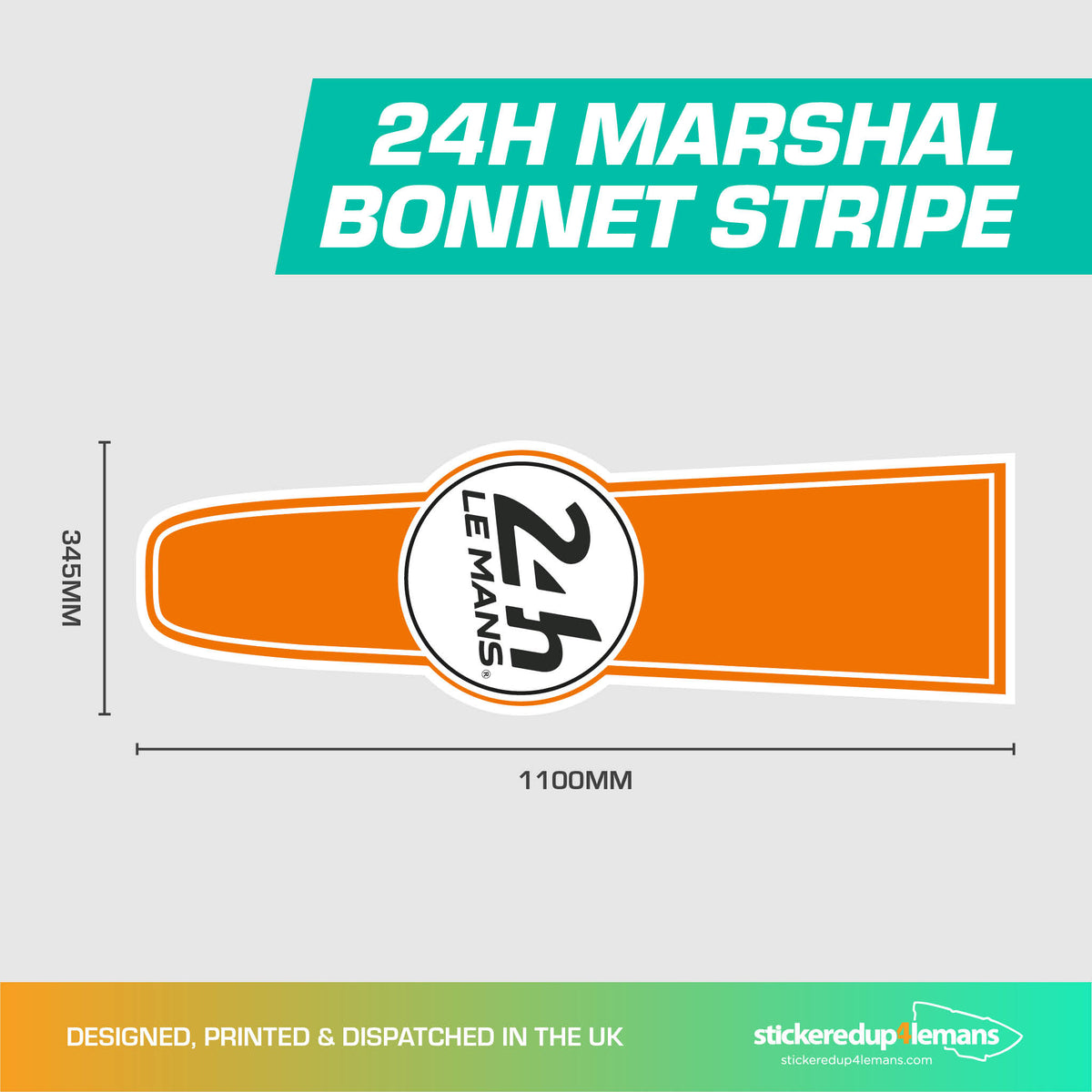 Marshal&#39;s Official Flag Racing Bonnet Stripe with logo (with optional matching &#39;24h&#39; logo roundels)
