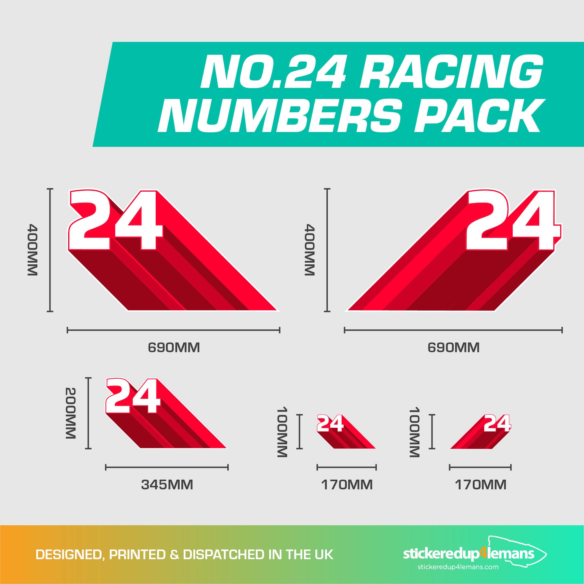 Nomor 24 Racing No.24 Racing Numbers Pack - StickeredUp4LeMans