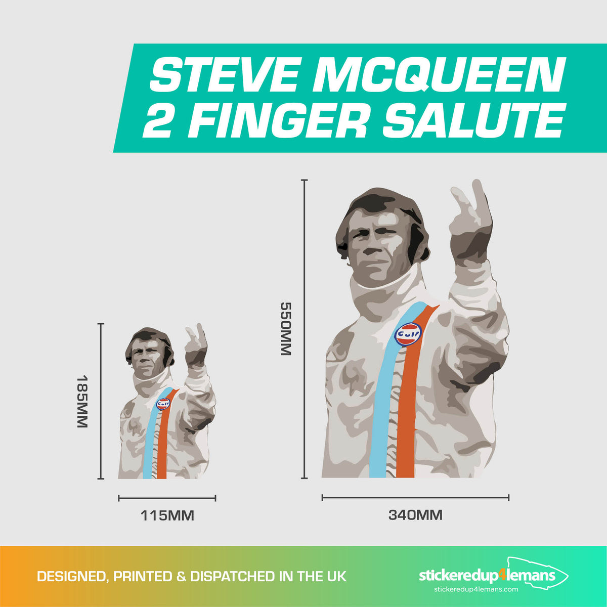 Steve McQueen 2 Finger Salute Sticker