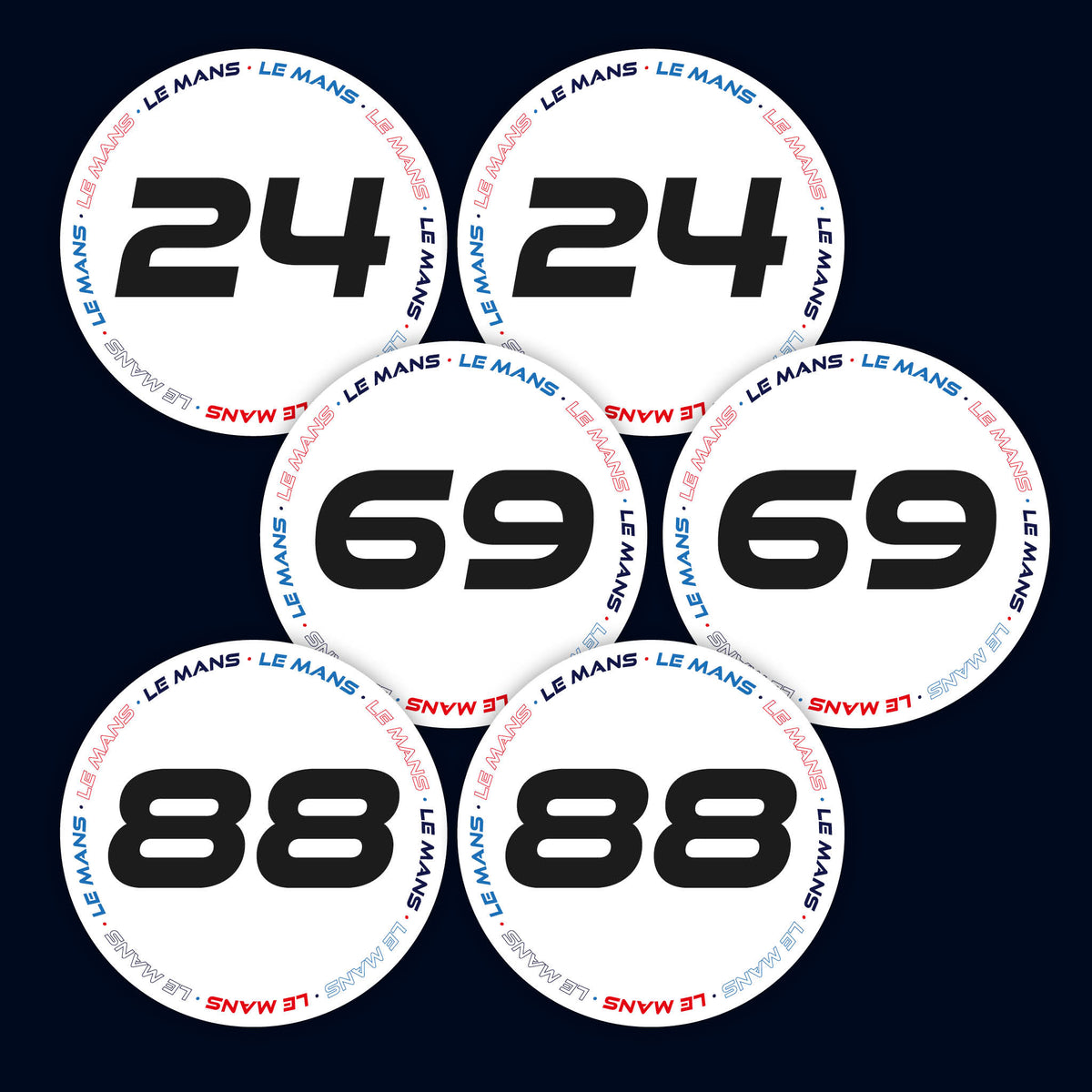 White Le Mans 400mm Diameter Door Racing Numbers (Pair)