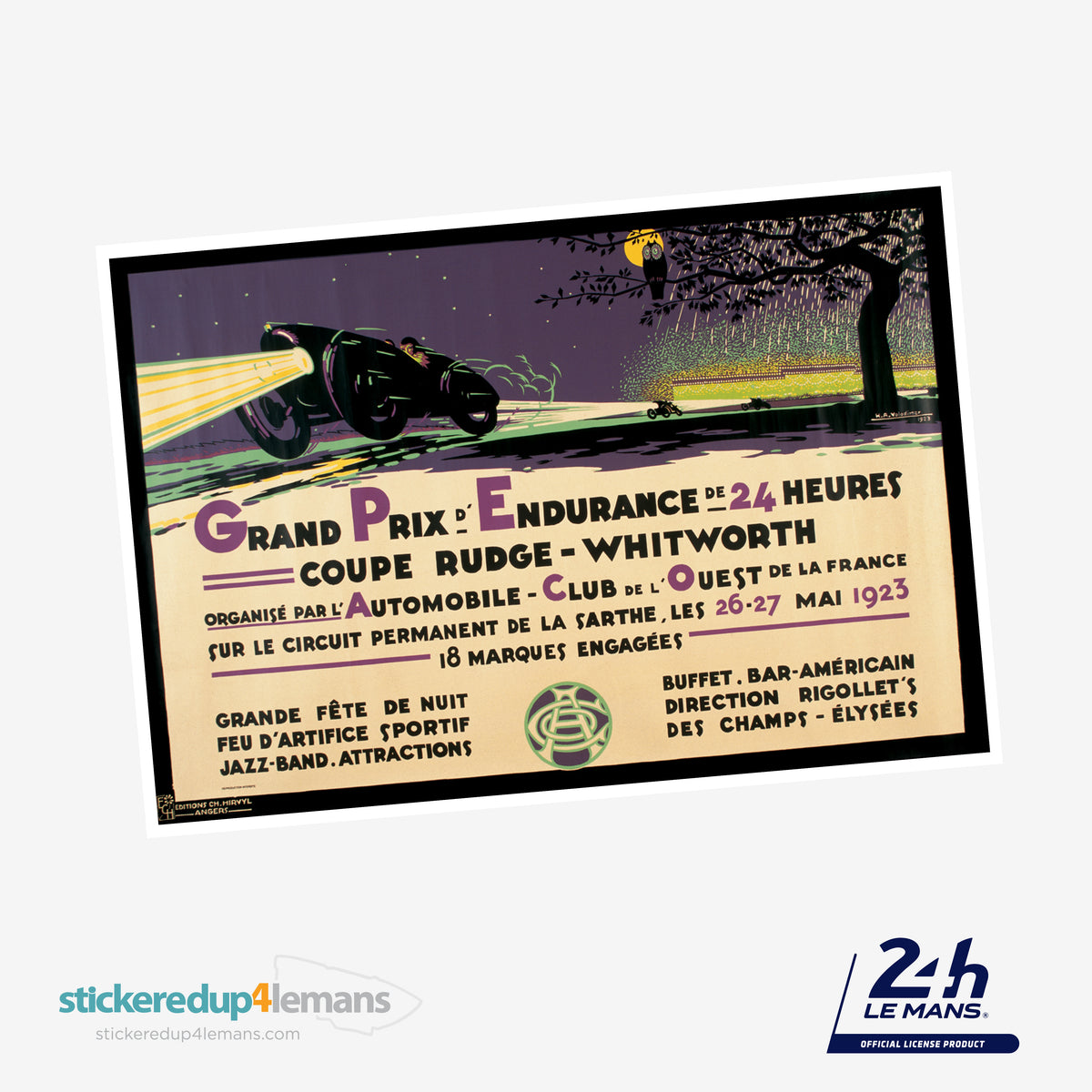 Official Le Mans 24h 1923 Poster Sticker