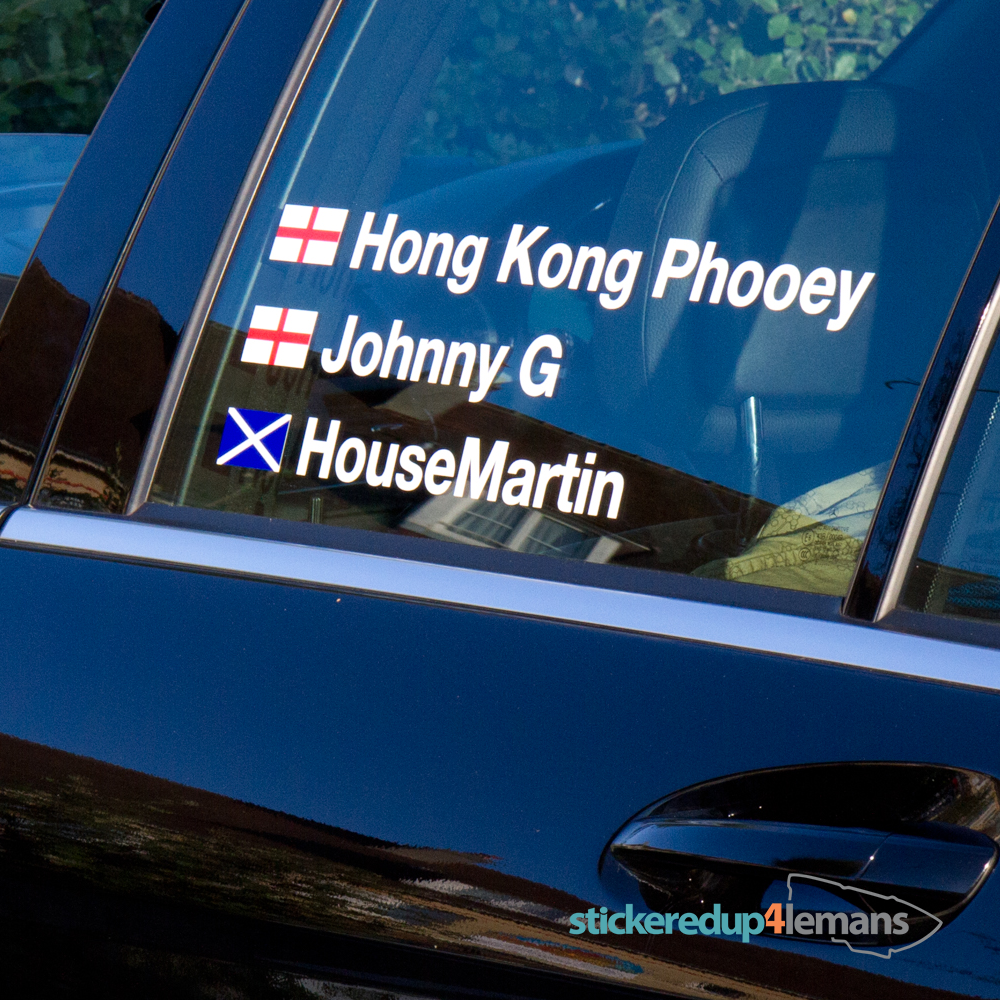 Racing Driver Name Personalised Race Sticker (WITH FLAG) - Lima Mike Two Four - StickeredUp4LeMans