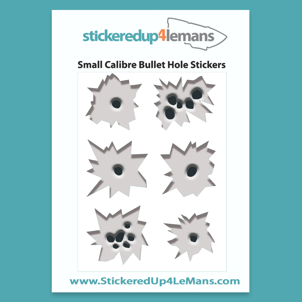 6 Small Calibre Bullet Hole Stickers - Silly Stuff - StickeredUp4LeMans